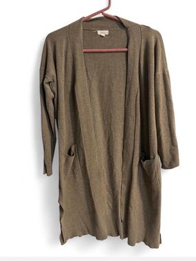debut Olive Open-Front Long Cardigan